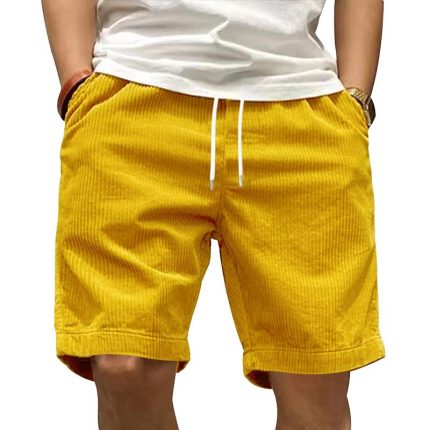 Men's Vintage Corduroy Loose Elastic Waist Shorts 63869666M